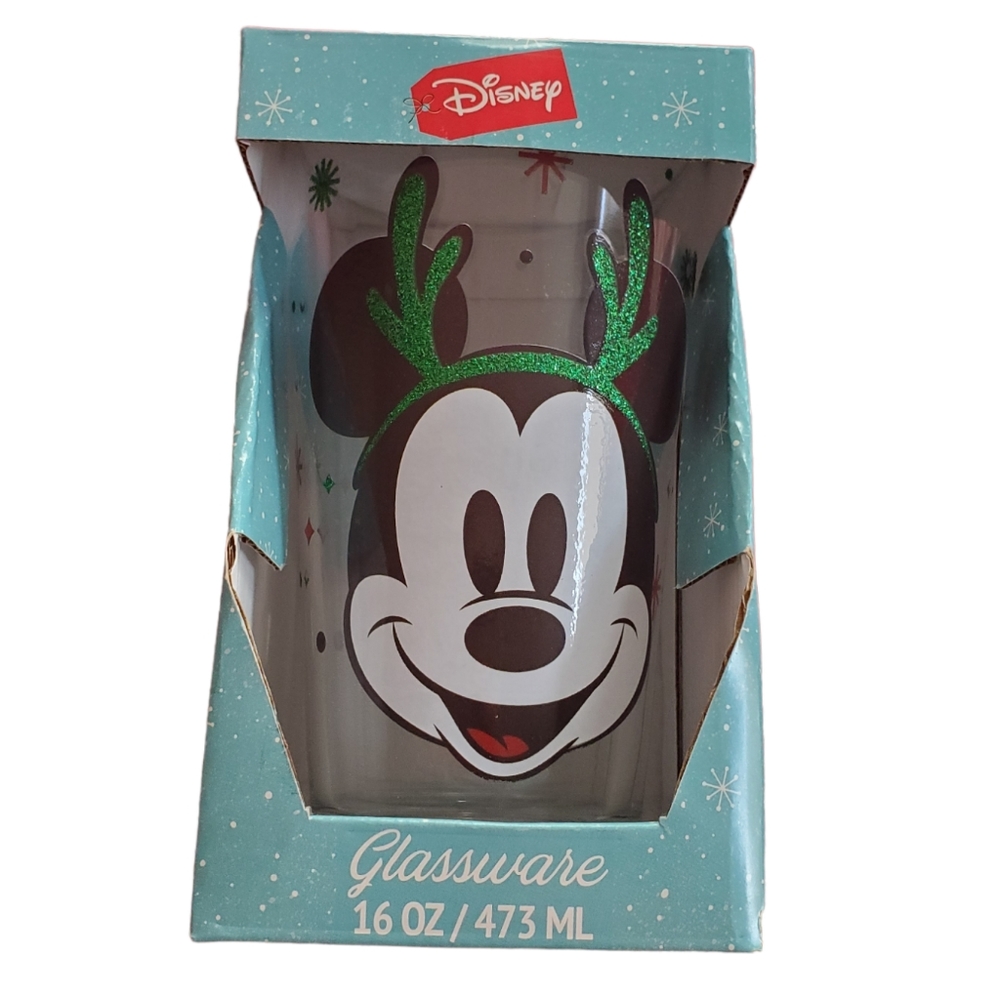Disney Mickey Mouse reindeer Christmas glassware Drinkware